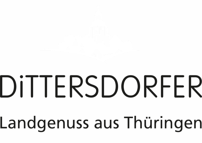 Logo von Dittersdorfer - ein stilisiertes Dorf mit dem Schriftzug Dittersdorfer Landgenus aus Thüringen darunter