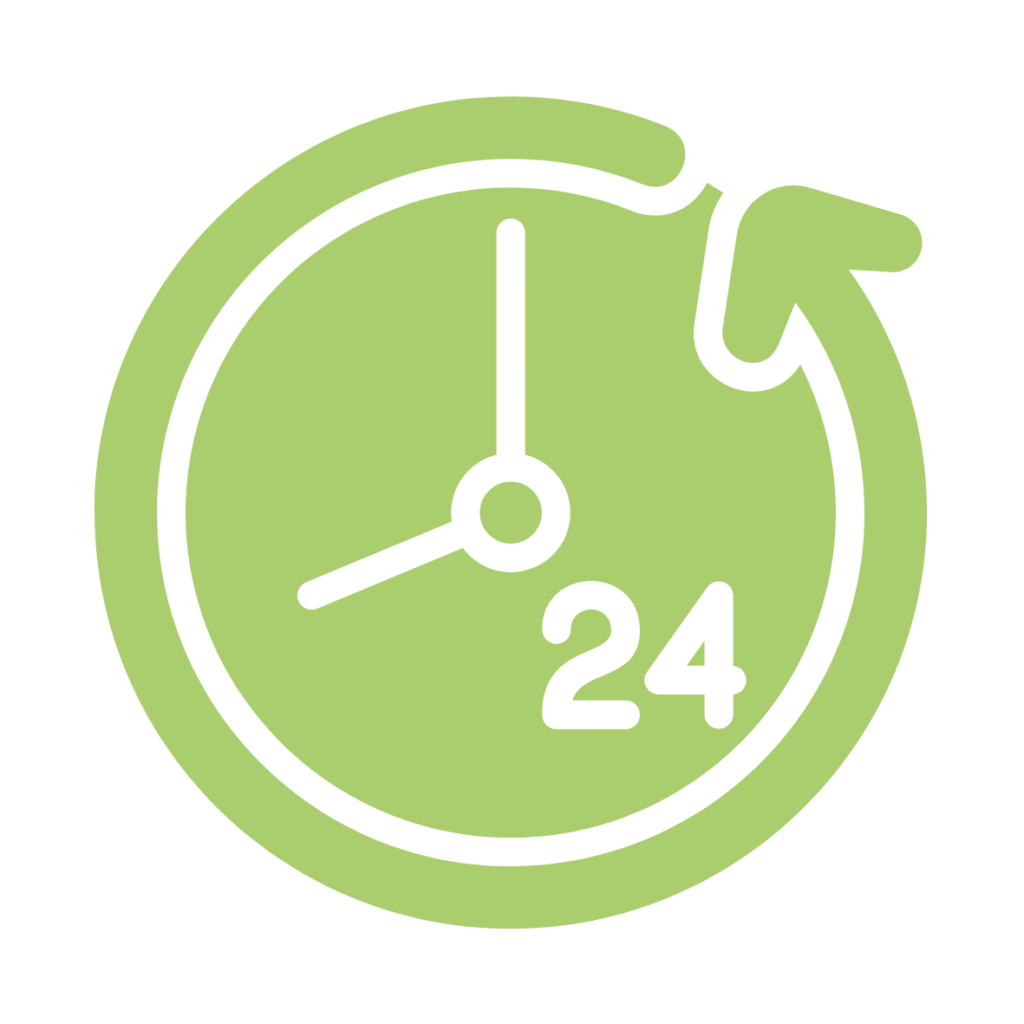 Ein Icon einer Uhr und die Zahl 24