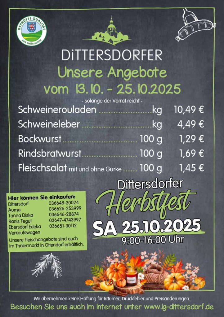 Angebotsflyer für die Zeit vom 13.-25.10.2025