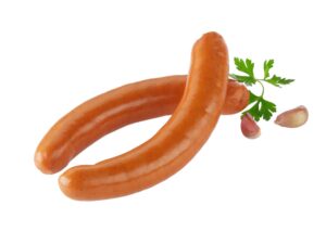 Ein Paar Knoblauch-Bockwurst